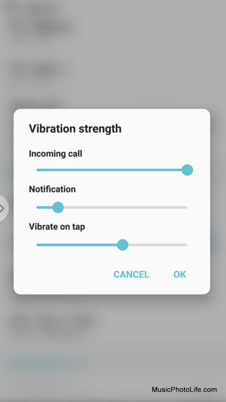 LG V30+ adjust vibration strength