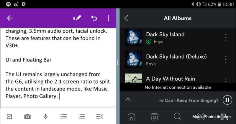 LG V30+ split screen