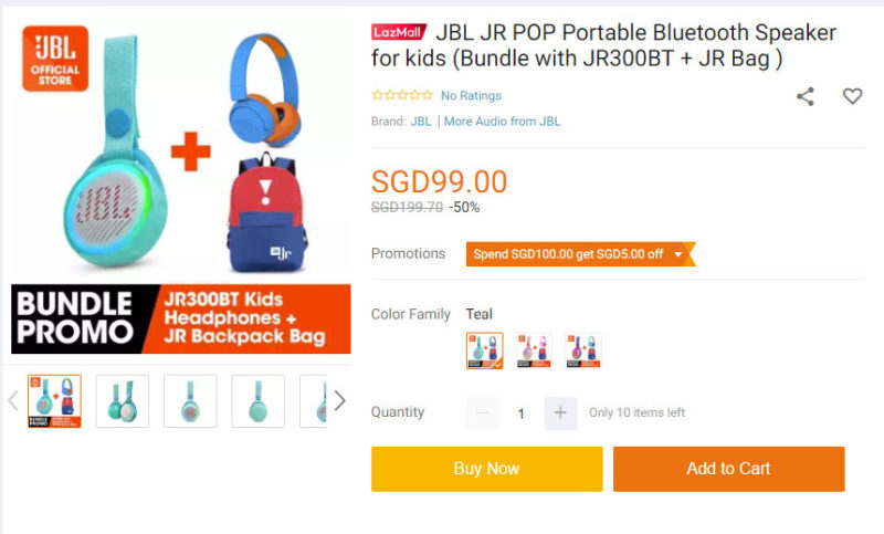 JBL JRPOP JR300BT JR Bag Bundle offer from Lazada