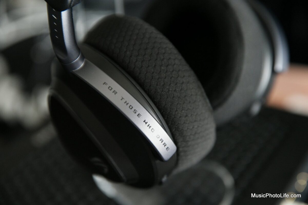 ROG Delta II gaming headphones close up of engraving