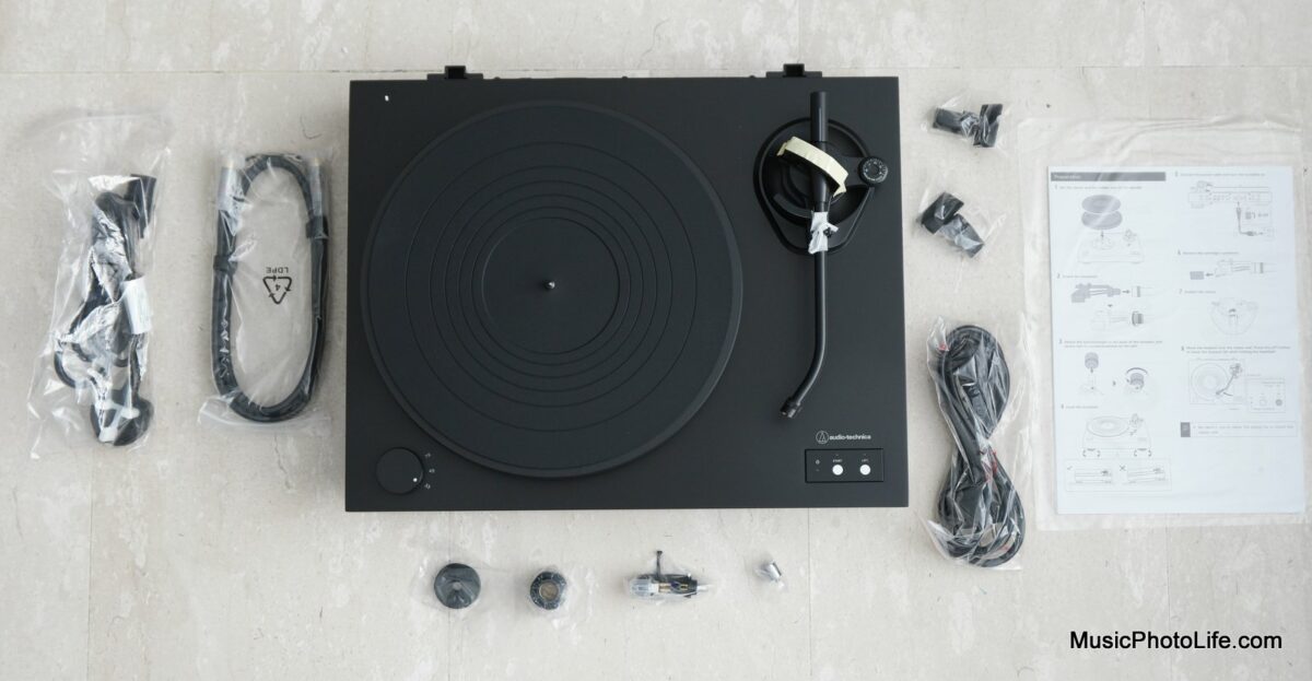 Audio-Technica AT-LP8X turntable unboxing accessories