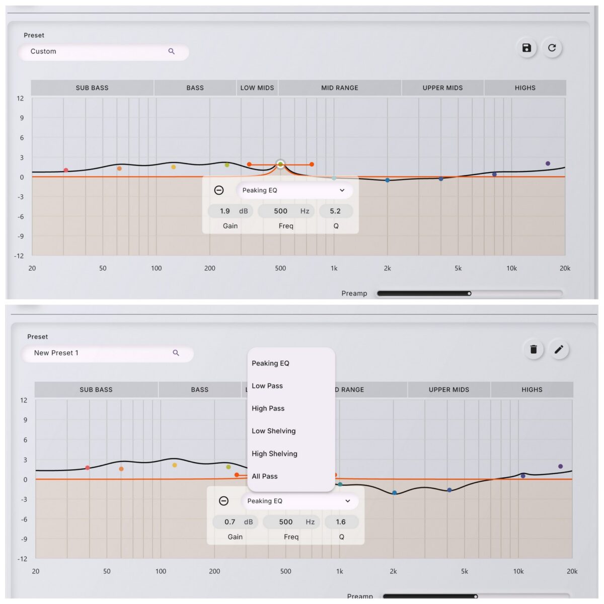 Creative Nexus software - Parametric EQ