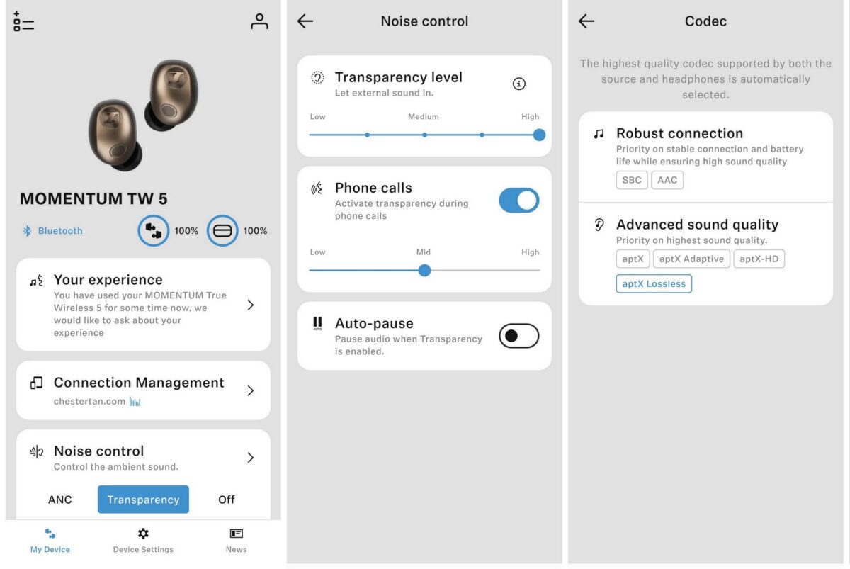 Sennheiseser MOMENTUM True Wireless 5 - app